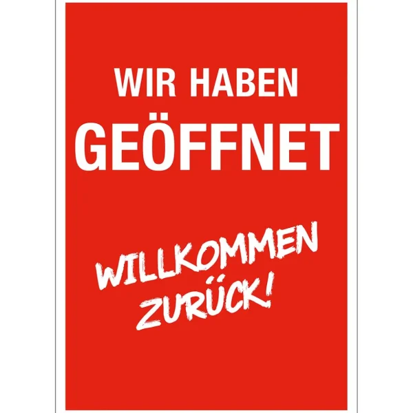 Verkaufsaktionen Bewerben^DecoWoerner Aktionsplakat "wir Haben Geöffnet" Eckig DIN A1 rot