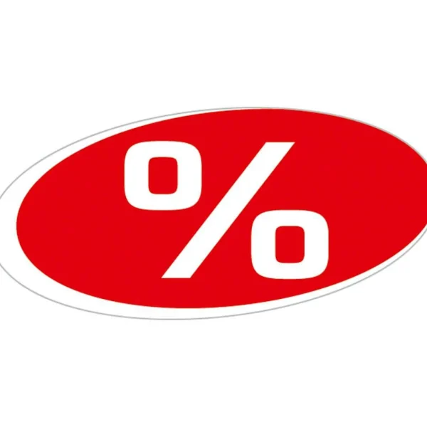 Verkaufsaktionen Bewerben^DecoWoerner Ankleber "%" rot