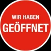 Verkaufsaktionen Bewerben^DecoWoerner Ankleber "wir Haben Geöffnet" Rund 32 Cm Ø rot