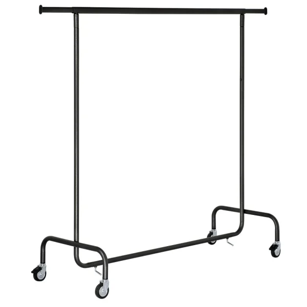 Kleiderständer^DecoWoerner Ausziehbarer Rollkleiderständer, 150 Cm schwarz