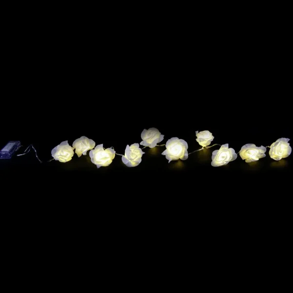 Deko-Licht^DecoWoerner Batterielichterkette Mit e Rosen 110 Cm weiß