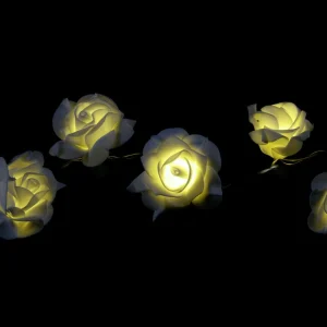 Deko-Licht^DecoWoerner Batterielichterkette Mit e Rosen 110 Cm weiß