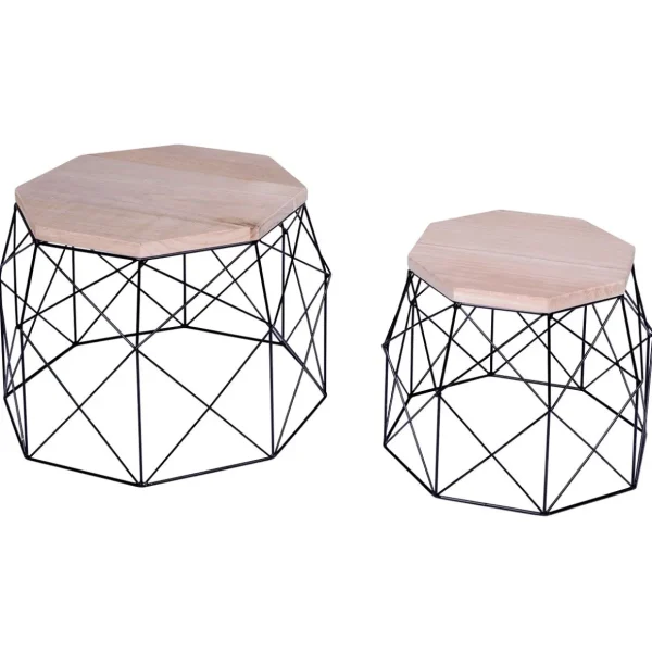 Naturdeko | Pflanzengefäße & Dekorationshilfen^DecoWoerner Beistelltisch "Hexagon" 2er-Set schwarz