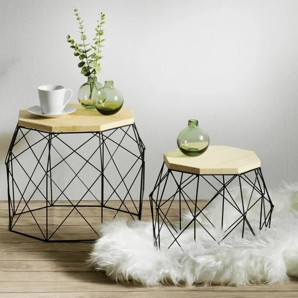 Naturdeko | Pflanzengefäße & Dekorationshilfen^DecoWoerner Beistelltisch "Hexagon" 2er-Set schwarz