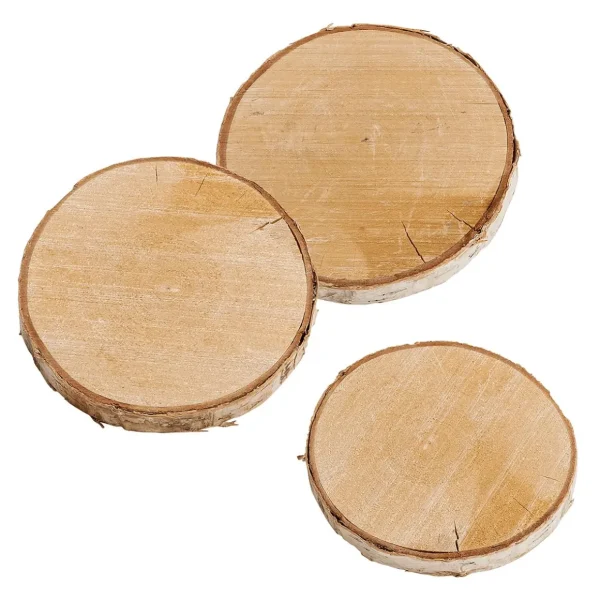 Naturdeko | Winterdeko^DecoWoerner Birkenscheibe 3er Set 16 & 15 Cm Ø X 2 Cm Stärke Naturholz