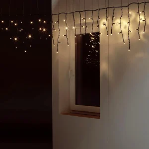 Weihnachtsbeleuchtung^DecoWoerner Blinkendes Icicle-Light Schwarz IP67, 3 X 1 M