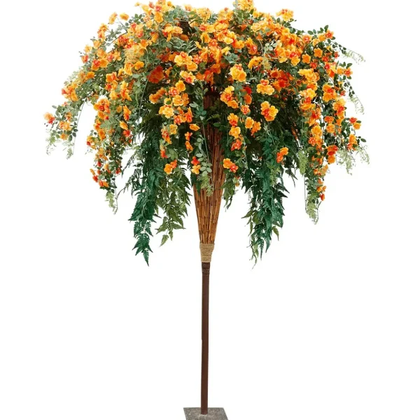 Sommerdeko | Kunstblumen^DecoWoerner Blüten-Farn-Baum 190cm orange