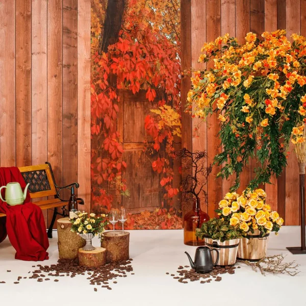 Sommerdeko | Kunstblumen^DecoWoerner Blüten-Farn-Baum 190cm orange