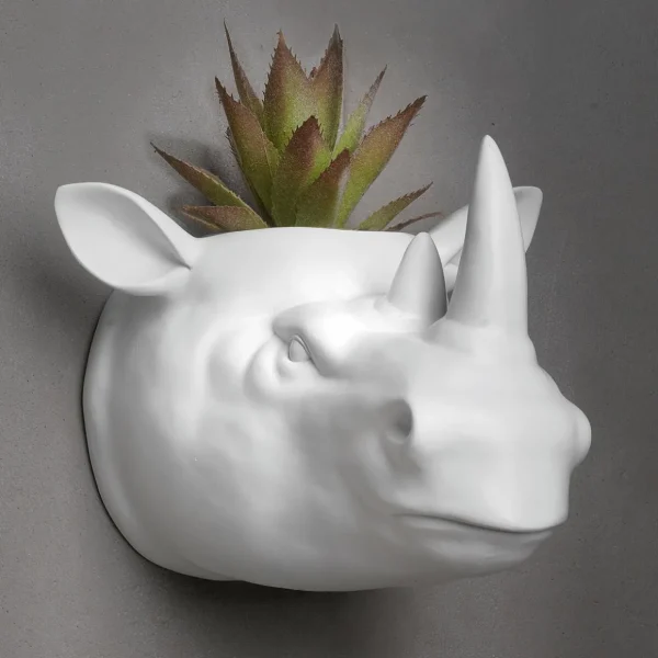 Sommerdeko | Pflanzengefäße & Dekorationshilfen^DecoWoerner Blumentopf Nashorn weiß