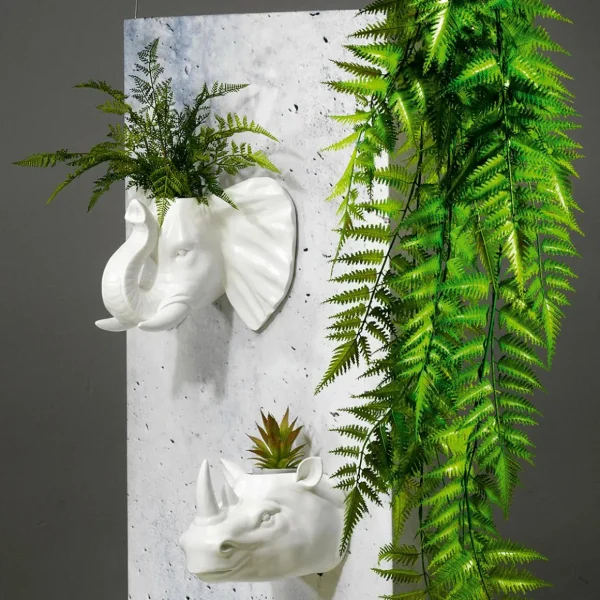 Sommerdeko | Pflanzengefäße & Dekorationshilfen^DecoWoerner Blumentopf Nashorn weiß
