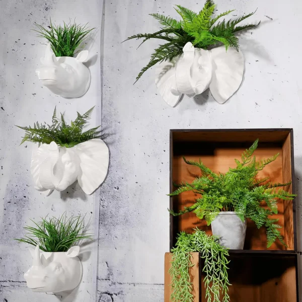 Sommerdeko | Pflanzengefäße & Dekorationshilfen^DecoWoerner Blumentopf Nashorn weiß