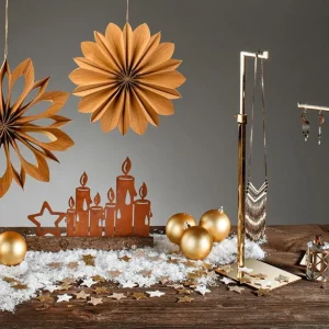 Weihnachtsfiguren^DecoWoerner Brennende Kerzen Silhouette Mit Edelrost Patina 31 Cm Braun