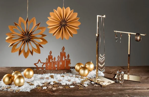 Weihnachtsfiguren^DecoWoerner Brennende Kerzen Silhouette Mit Edelrost Patina 31 Cm Braun