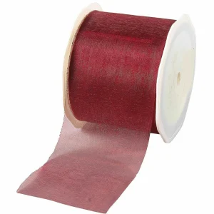 Geschenkband^DecoWoerner Chiffonband 70 Mm, 25 M, Bordeaux rot