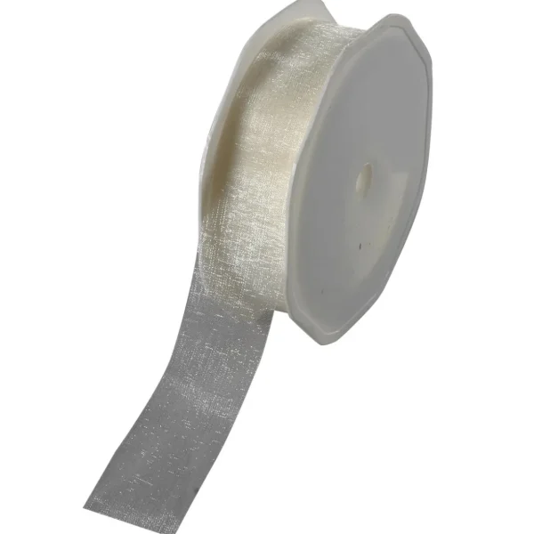 Geschenkband^DecoWoerner Chiffonband 25 Mm, 25 M, Creme weiß