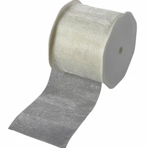 Geschenkband^DecoWoerner Chiffonband 70 Mm, 25 M, Creme weiß