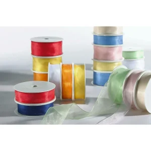 Geschenkband^DecoWoerner Chiffonband 70 Mm, 25 M, Dunkel blau