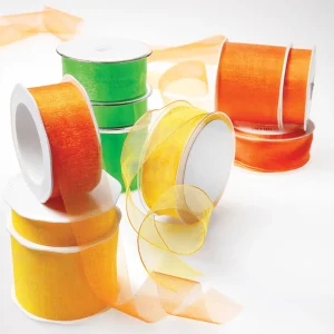 Geschenkband^DecoWoerner Chiffonband 38 Mm, 25 M, Frühlings grün