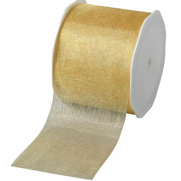 Geschenkband^DecoWoerner Chiffonband 70 Mm, 25 M, gold