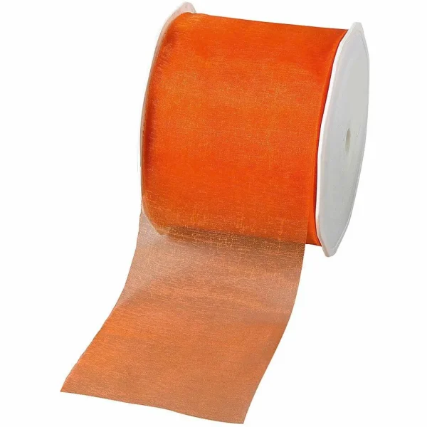Geschenkband^DecoWoerner Chiffonband 70 Mm, 25 M, orange