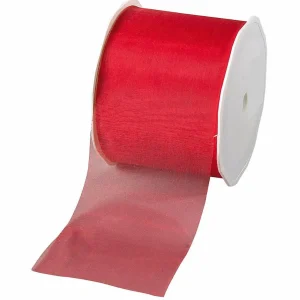 Geschenkband^DecoWoerner Chiffonband 70 Mm, 25 M, rot