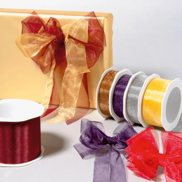 Geschenkband^DecoWoerner Chiffonband 25 Mm, 25 M, weiß