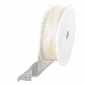 Geschenkband^DecoWoerner Chiffonband Mit Draht Creme 25 Mm Breit, 20 M weiß