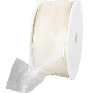 Geschenkband^DecoWoerner Chiffonband Mit Draht Creme 40 Mm Breit, 20 M weiß