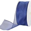 Geschenkband^DecoWoerner Chiffonband Mit Draht Dunkel 40 Mm Breit, 20 M blau