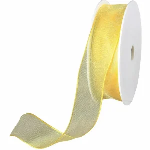 Geschenkband^DecoWoerner Chiffonband Mit Draht 25 Mm Breit, 20 M gelb