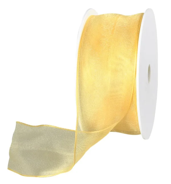 Geschenkband^DecoWoerner Chiffonband Mit Draht 40 Mm Breit, 20 M gelb