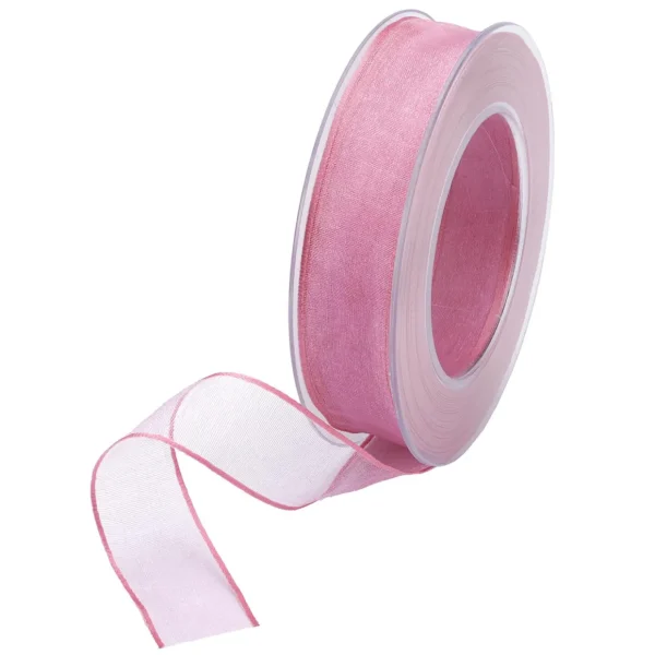 Geschenkband^DecoWoerner Chiffonband Mit Draht Pink 25 Mm Breit, 20 M rosa