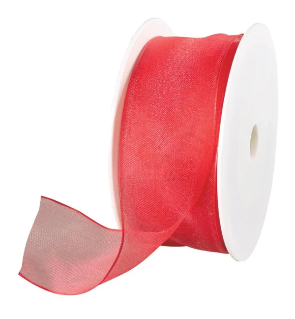 Geschenkband^DecoWoerner Chiffonband Mit Draht 40 Mm Breit, 20 M rot