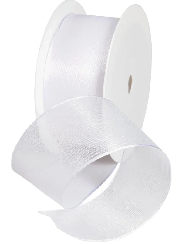 Geschenkband^DecoWoerner Chiffonband Mit Draht 40 Mm Breit, 20 M weiß