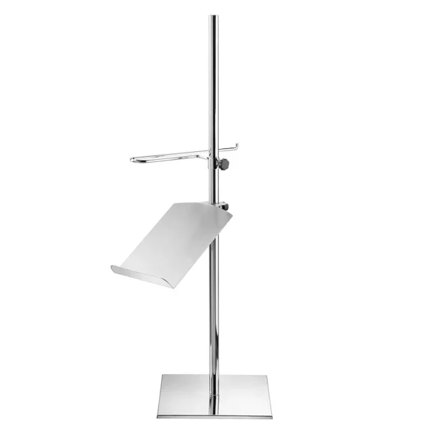 Schneiderpuppen^DecoWoerner Chrome-Ständer Für Schneiderbüsten Mit Schuh-Präsenter 40 X 40 X 100 Cm silber