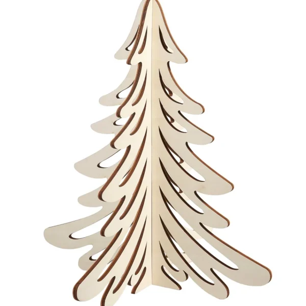 Naturdeko | Weihnachtsfiguren^DecoWoerner 3D Deko Holz-Tanne, 60 Cm braun
