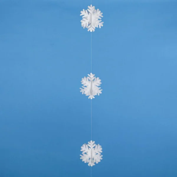 Winterdeko^DecoWoerner 3D Schneeflockengirlande Aus Filz, 180 Cm weiß