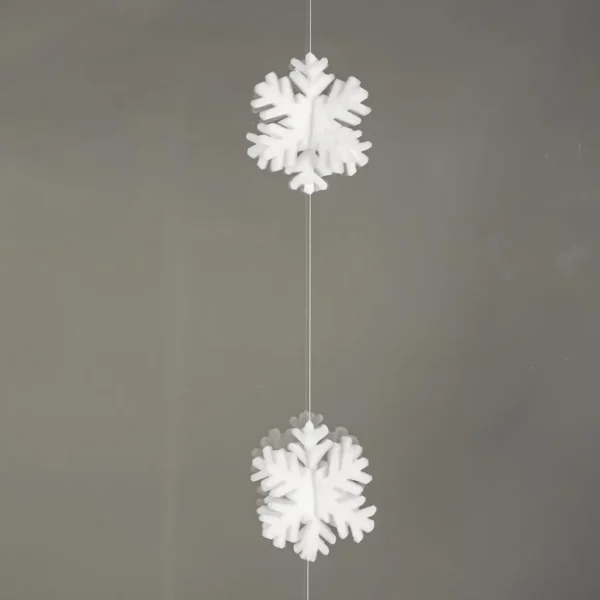 Winterdeko^DecoWoerner 3D Schneeflockengirlande Aus Filz, 180 Cm weiß