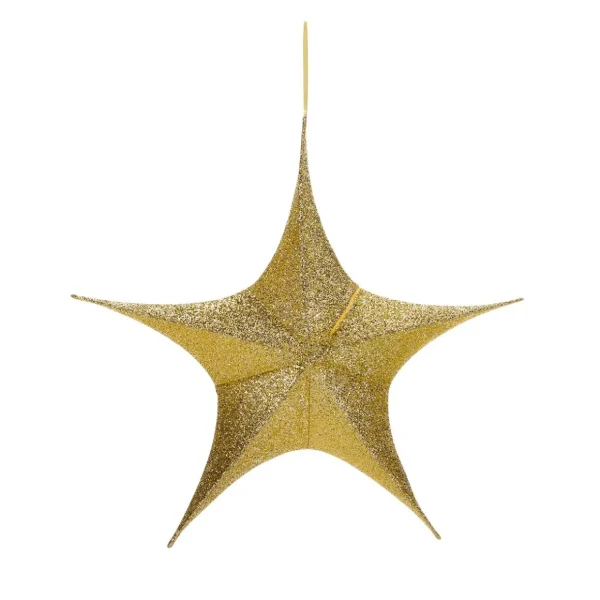 Weihnachtssterne^DecoWoerner Deko Faltstern Glitter Mit Reißverschluss, 40 Cm gold