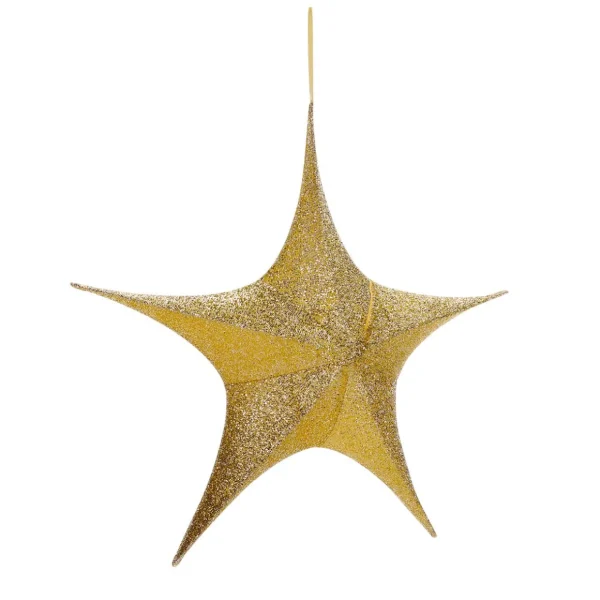 Weihnachtssterne^DecoWoerner Deko Faltstern Glitter Mit Reißverschluss, 40 Cm gold