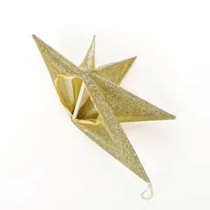 Weihnachtssterne^DecoWoerner Deko Faltstern Glitter Mit Reißverschluss, 40 Cm gold