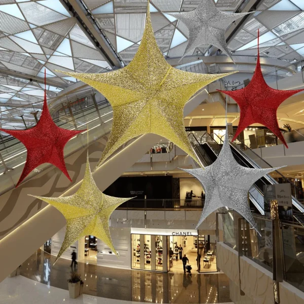 Weihnachtssterne^DecoWoerner Deko Faltstern Glitter Mit Reißverschluss, 40 Cm gold