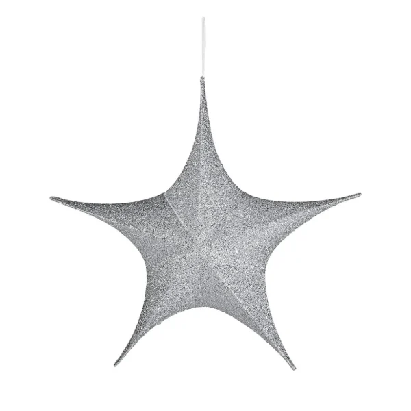 Weihnachtssterne^DecoWoerner Deko Faltstern Glitter Mit Reißverschluss, 40 Cm silber