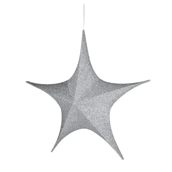 Weihnachtssterne^DecoWoerner Deko Faltstern Glitter Mit Reißverschluss, 40 Cm silber