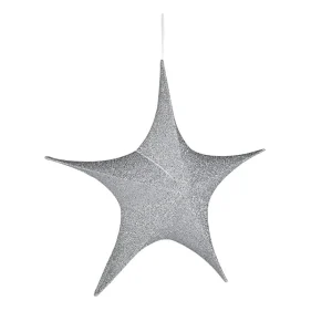 Weihnachtssterne^DecoWoerner Deko Faltstern Glitter Mit Reißverschluss, 40 Cm silber