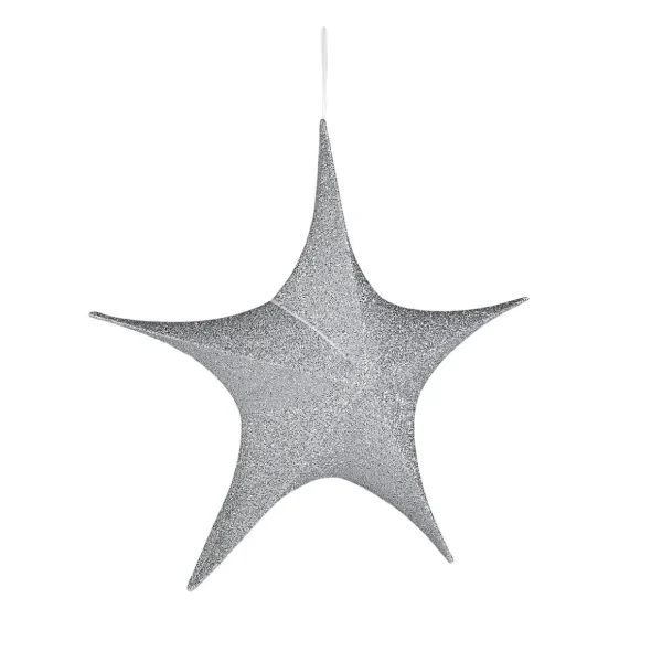 Weihnachtssterne^DecoWoerner Deko Faltstern Glitter Mit Reißverschluss, 40 Cm silber