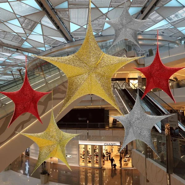 Weihnachtssterne^DecoWoerner Deko Faltstern Glitter Mit Reißverschluss, 40 Cm silber