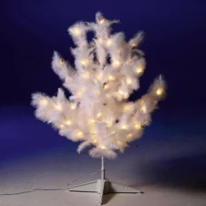 Weihnachtsbeleuchtung^DecoWoerner Deko Federbaum Mit LED, 90 Cm weiß