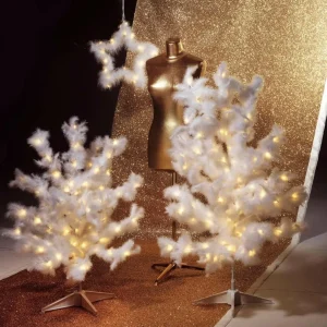 Weihnachtsbeleuchtung^DecoWoerner Deko Federbaum Mit LED, 90 Cm weiß