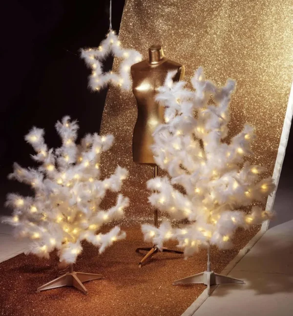 Weihnachtsbeleuchtung^DecoWoerner Deko Federbaum Mit LED, 90 Cm weiß